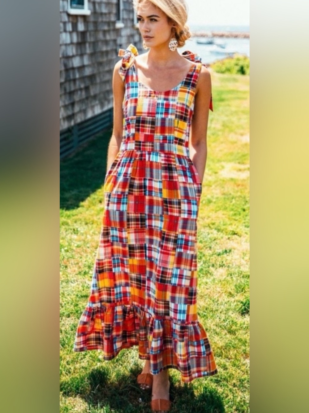 Kiel James Patrick, KJP, Madras Tie-Shoulder Dress, Size 8- stunning! Like new!